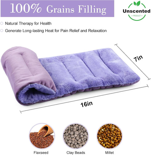 SuzziPad Microwave Heating Pad 7x16 - Moist Heat Pack for Pain Relief, Cramps, Muscle Ache, Purple
