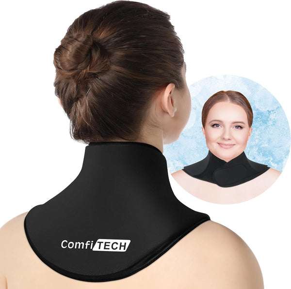 ComfiTECH XL Gel Ice Pack Wrap for Neck, Reusable Cold Compress for Cervical, Sports Injuries, Swelling, Bruises