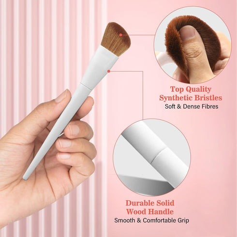 Professional 20PCs Makeup Brush Set, LUXBRU with Foundation, Eyebrow, Blending Brushes, Travel Case & 2 Powder Puff
