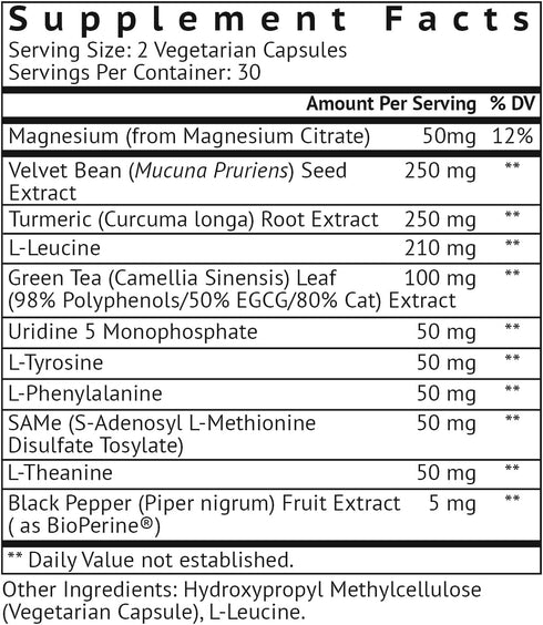 VitaMonk Dopify Dopamine Supplement with Uridine Monophosphate, Mucuna Pruriens, L-Theanine, 60 Capsules