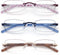 3 Pack Rimless Reading Glasses for Women, Blue Light Blocking Readers with Tinted Edge Spring Hinge Pattern Print