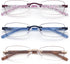 3 Pack Rimless Reading Glasses for Women, Blue Light Blocking Readers with Tinted Edge Spring Hinge Pattern Print