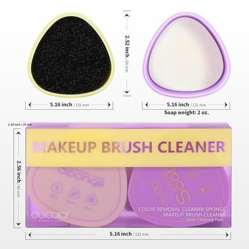 Docolor Makeup Brushes Cleaner Set, Solid Soap Cleanser with Color Removal Sponge, Vegan Makeup Brush Cleaner Mat