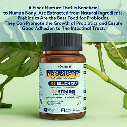 Probiotics for Women & Men, 120 Billion CFU, 30 Capsules, 36 Probiotic Strains for Digestive Health