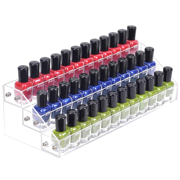 Nail Polish Rack 3 Tier Acrylic Display Stand Holder, Nail Polish Organizer, Essential Oil Storage Paint Shelf Holds Up