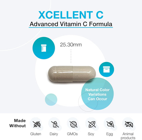 XYMOGEN Xcellent C - High Dose Vitamin C Supplement with BioPerine for Enhanced Absorption, Buffered Vitamin C (120