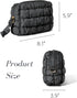 Quilted Makeup Bag, Travel Toiletry Bag for Women, Cute Black Puffer Makeup Organizer