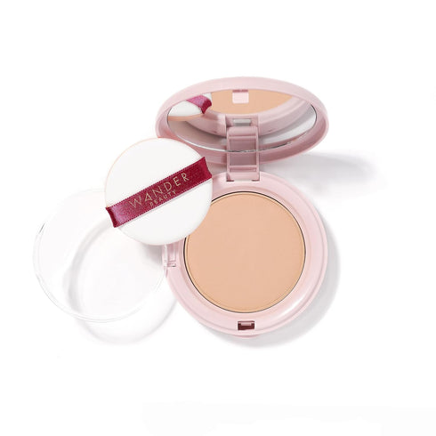 Wander Beauty Wanderlust Powder Foundation - Medium, Lightweight, Buildable Coverage with Hyaluronic Acid