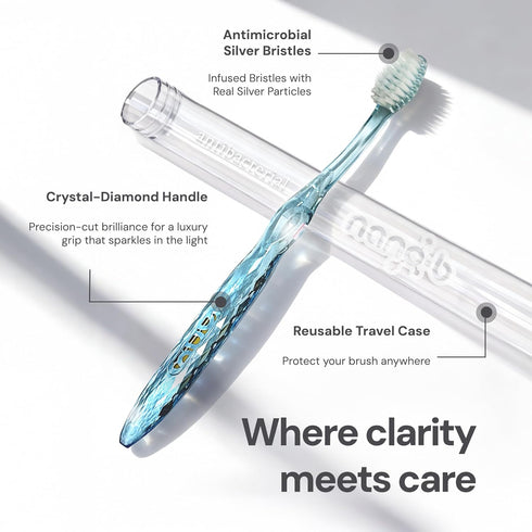 Silver Soft/Medium Bristle Manual Toothbrush with Travel Case