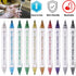 Temporary Tattoo Markers for Skin, 10 Body Markers for Bold and Fine Lines, Cosmetic Quality + 40 Large Tattoo Stencils