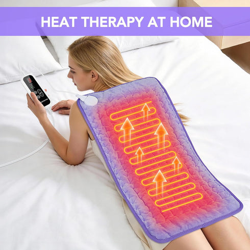 VSTKEN 33"x17" Pad,6 Settings &4 Heating Pad for Back Pain Relief - Extra Large Electric Heat Heat Auto Off, Machine