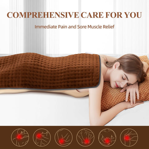 XXXL Heating Pad for Back Pain Relief and Cramps, 6 Heat Settings, Auto-Off, Moist/Dry Heat, 17"x33"