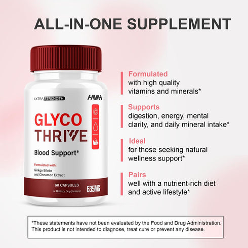 Havah (2 Pack) (120 Glyco Thrive Blood Support GlycoThrive Maximum Strength Capsules, Glyco Thrive Advanced Daily