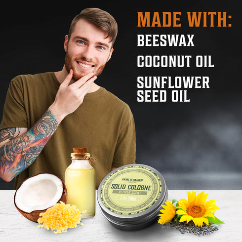 Viking Revolution Vetiver Solid Cologne for Men, 2 Oz - Balm Cologne for Men's Travel Wax