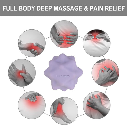 SIMPLECOOL 2.22.1(Purple) Small Spiky Massage Ball Trigger Point Massage Tool. Solid Bumpy Massager Balls for Deep