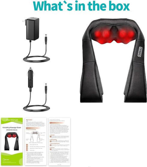 YotubaSJ 3D Neck Massager with Heat for Pain Relief, Deep Tissue Kneading Shiatsu, for Neck, Back, Shoulder, Foot