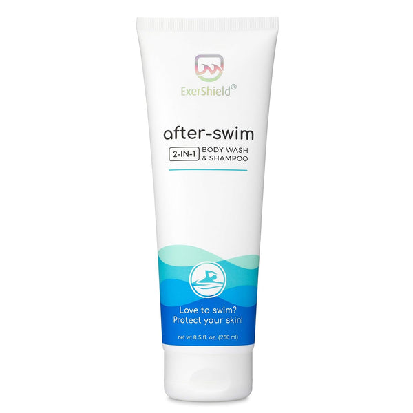2 in 1 Chlorine Body Wash and Shampoo for Swimmers, After Swim Chlorine Odor Removal, NEW IMPROVED CAP DESIGN