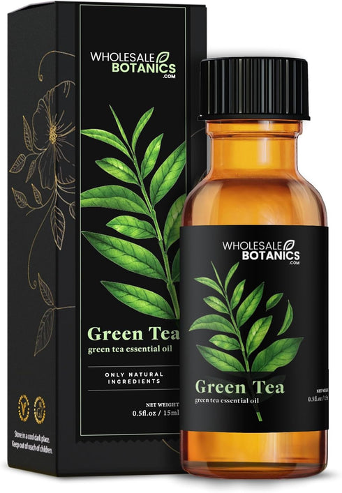 Green Tea Essential Oil by Wholesale Botanics, 100% Undiluted for Aromatherapy, Soaps, Lotions, Vegan (0.5 Fl Oz)