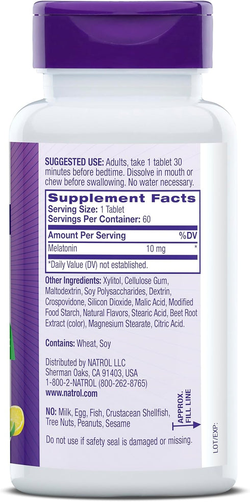 Natrol Fast Dissolve Melatonin 10 mg, Sleep Support Supplements for Adults, 60 Citrus-Flavored Tablets, Up to 60 Day