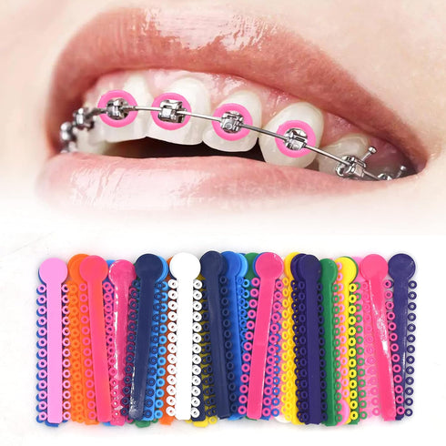 Dental Orthodontic Ligature Ties and Gun Dispenser, 1040pcs Orthodontic Elastomeric O-Rings