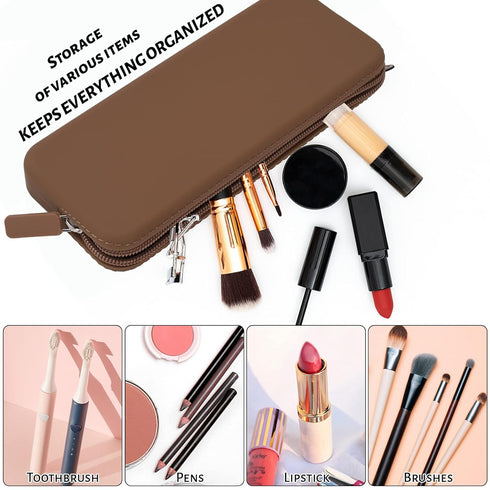 Sakolla Travel Makeup Brush Holder, Silicone Makeup Bag with Zipper Pouch Holder Case for Organizing Cosmetics Pencils Daily Work