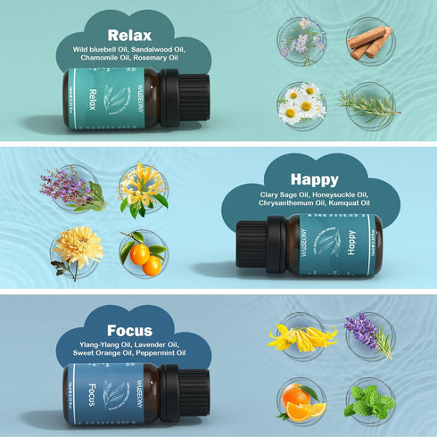 WUSEONY Set, Set Well-Being Essential Blends Oils Aromatherapy Oils Gift for Diffusers Home, Fragrance Oil Scent