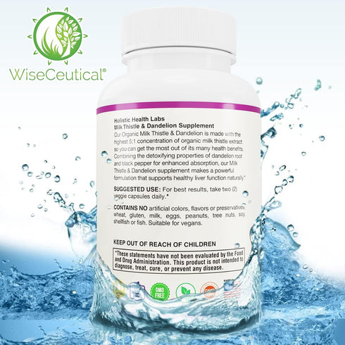 Max Absorption USDA Organic Milk Thistle 5:1 Concentrated Extract 2000mg & Organic Dandelion Root, 60 Count