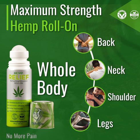 Natural Powerful Hemp Roll On for Joint & Muscle Discomfort - Formula with Hemp Oil Extract, Arnica, Menthol (Roll On 3
