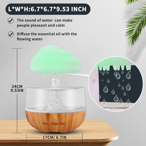 Weljoy Zen Raining Cloud Night Light Aromatherapy Essential Oil Diffuser Micro Humidifier Desk Fountain Bedside