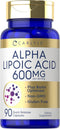Carlyle Alpha Lipoic Acid 600mg with Biotin Optimizer, 90 Capsules, Non-GMO & Gluten Free Supplement