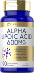 Carlyle Alpha Lipoic Acid 600mg with Biotin Optimizer, 90 Capsules, Non-GMO & Gluten Free Supplement