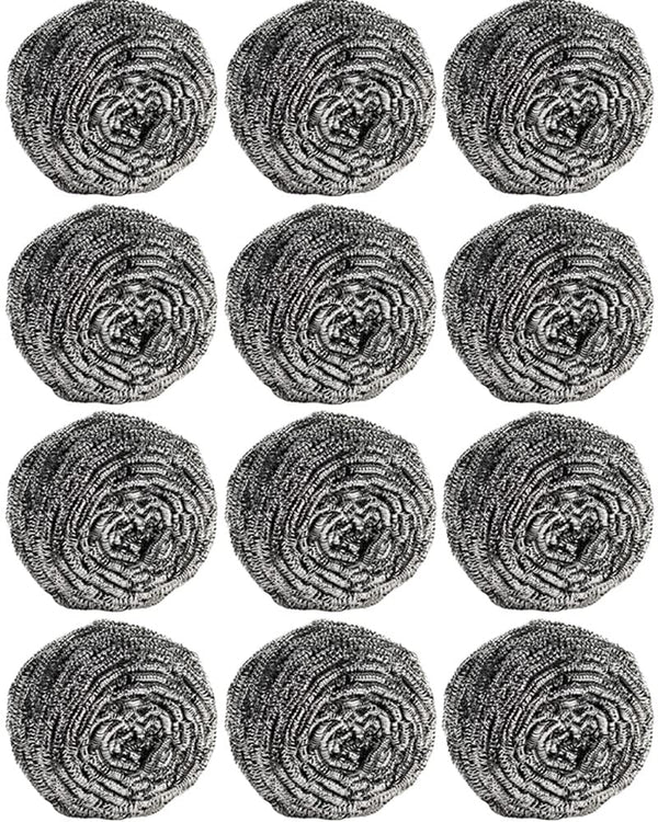 12Pcs Steel Wool Scrubber Pads for Cleaning Dishes, Pots, Ovens, Grills, Stainless Steel Scrubbers, 12 Pack