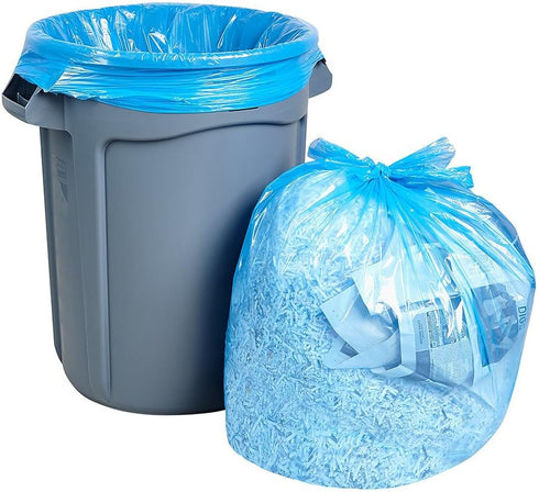 Recycling Trash Bags, 55 Gallon, Large Blue Plastic Garbage Bags (50 Bags w/Ties)