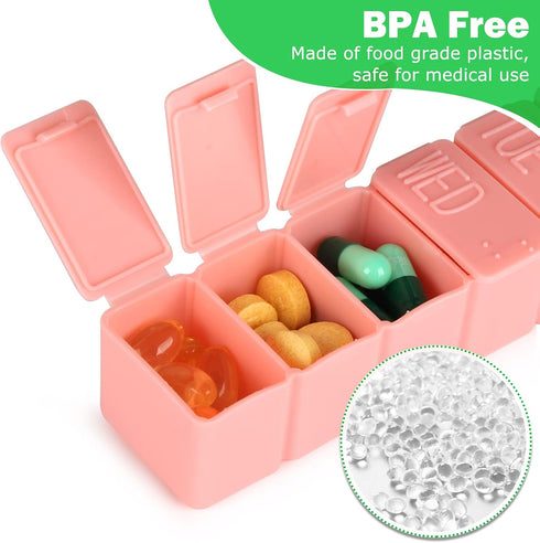 MAYFIVE 2Pack Organizer,7 Pill Day Pill Cases Travel Daily Box for Fish Oil, Calcium Tablets, Supplements and Other