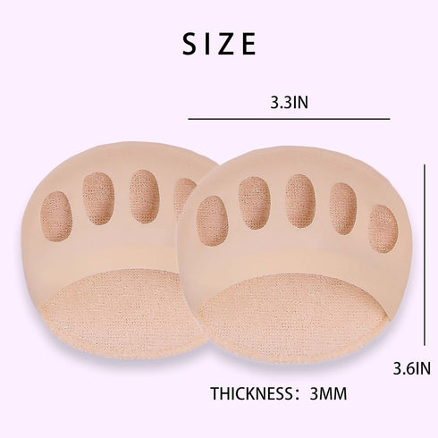 Metatarsa Foot Pads Reusable Soft Ball of Foot Cushions Forefoot Pads for Women Prevention Pain Relief Honeycomb Fabric Foot Pads (3pairs Beige)