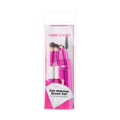Ruby Kisses Makeup Brushes Travel Size Eye Makeup Brush Set with Case, Blending, Angled Eyeshadow, Eyebrow, Eyeliner Brush and Spoolie, Travel Friendly 5 PCS Set