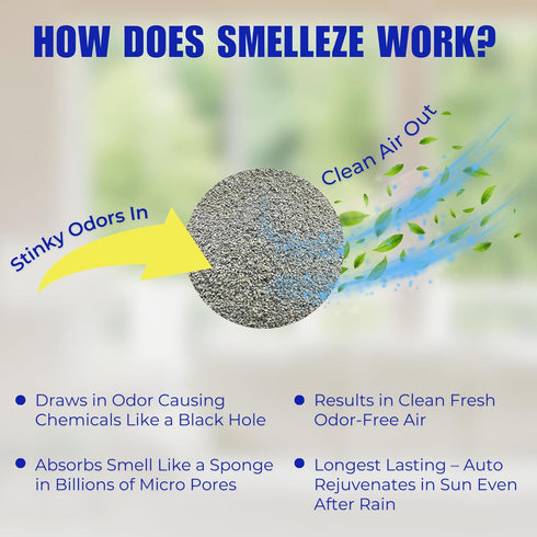 SMELLEZE Natural Garbage Smell Removal Deodorizer: 2 lb. Granules for Ridding Smelly Trash Stench