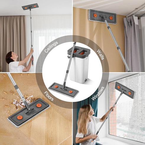 Set Home,61" 4 JUDRDO Mop and Bucket with Wringer for Flat Mop and Bucket System for Floor Cleaning,Wet Dry Mop Window