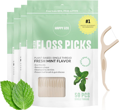 Biodegradable Floss Picks, 200pcs Natural Vegan Sustainable Dental Floss, Shred Resistant and Nontoxic