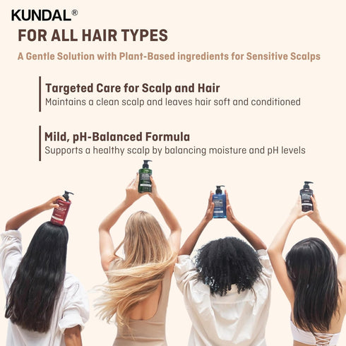 KUNDAL Premium Hair Care Set with Natural Shampoo & Conditioner, 500ml Each, Baby Powder Scent