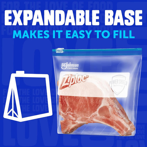 Ziploc Food Storage Quart Slider Bags - Power Shield Technology, 34 Count for Durability