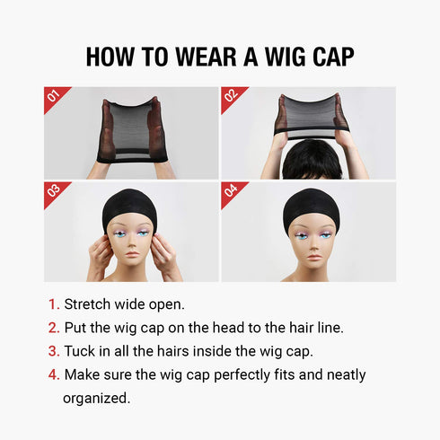 STUDIO LIMITED 12 PCS Ultra Thin & Expandable Stocking Wig Cap, 2 Wig Caps per Pack (6 Pack, Transparent)