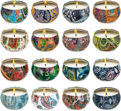 Wfmolcand 16 Scented Candles Gift,Natural Soy Wax Aromatherapy Candles,Small Portable Tin Candles Set