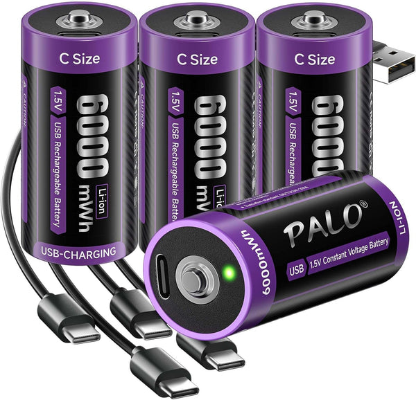Mspalocell D Cell Rechargeable Batteries 6 Pack,1.5V 8800mAh Rechargeable D Batteries with 4