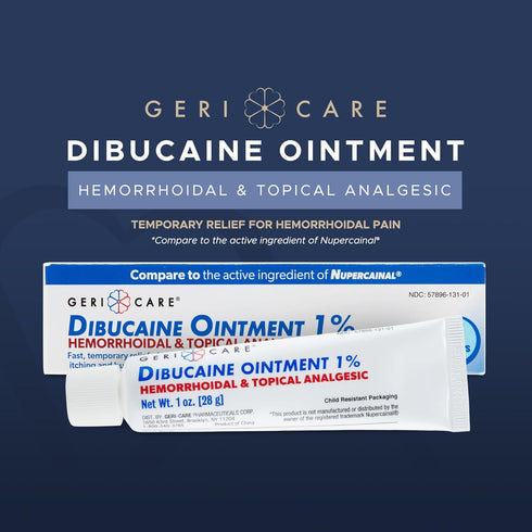 GeriCare Dibucaine Hemorroid Ointment 1% Pain-Relief Hemorrhoid Cream |Hemorroidal & Topical Analgesic| Quick Relief from Burning & Itching | Fast-Acting External Hemorrhoid Treatment 1oz