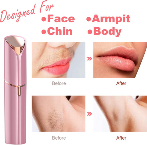 Rosarden Facial Hair Remover, USB Rechargeable IPX6 Waterproof Eyebrow Face Razor Trimmer for Women (Pink)