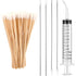 Tonsil Stone Removal Set Includes 4 Stainless Steel Tools and 100 Long Swabs with 1 Curved Irrigator Syringe
