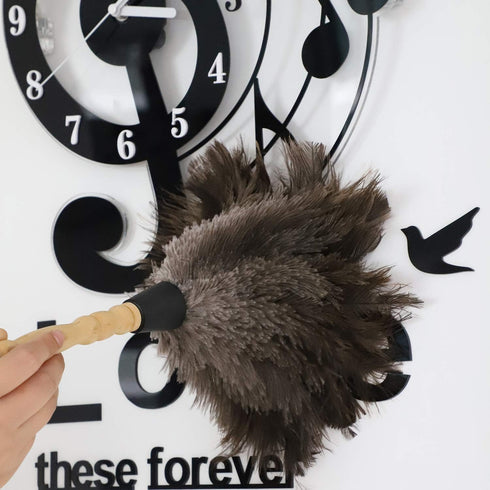 Natural Gray Ostrich Feather Duster, 2 Packs, Smart and Soft Cleaner for Blinds, Kitchen, Office