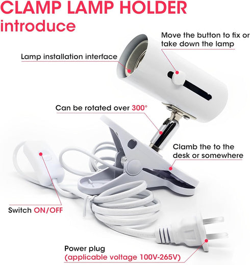 Red Light Therapy Lamp-54W 18 LED Infrared Device with Adjustable Socket Clamp, 660nm Red and 850nm Near Infrared