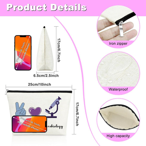 Microbiology Gifts for Women Makeup Bag Laboratory Technician Gifts Cosmetic Bag Microbiology Themed Gifts Biology Teacher Appreciation Gifts Biology Gifts for Students Travel Bag